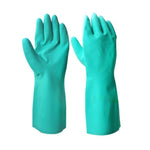 Wear Resistant Acid Resistant And Oil Resistant Industrial Gloves Nitrile Rubber Cleaning And Protective Gloves Green 1 Pair