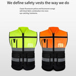 High Visibility Reflective Safety Vests with Pockets and Zipper Front 2 Highly Reflective Strips for Safety Working Running - Fluorescent Yellow+Black