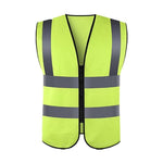 Zipper Reflective Vest Fluorescent Yellow Safety Warning Vest 4 Reflective Strips Safety Vest for Environmental Sanitation Construction Riding Running