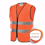 Fluorescent Yellow Reflective Vest 2 Reflective Strips Safety Vest Polyester Knitted Fabric Zipper Safety Clothes
