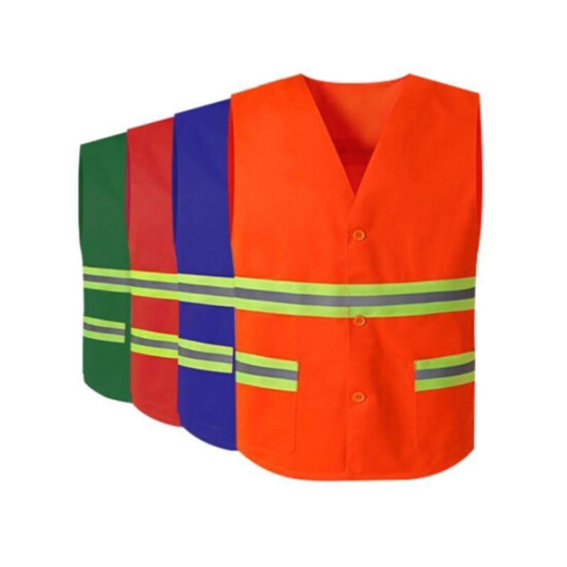 Highlight Safety Reflective Vest Body Protection Multi-Pocket Work Reflective Vest for Sanitation Construction Building Night Work Clothing - Orange