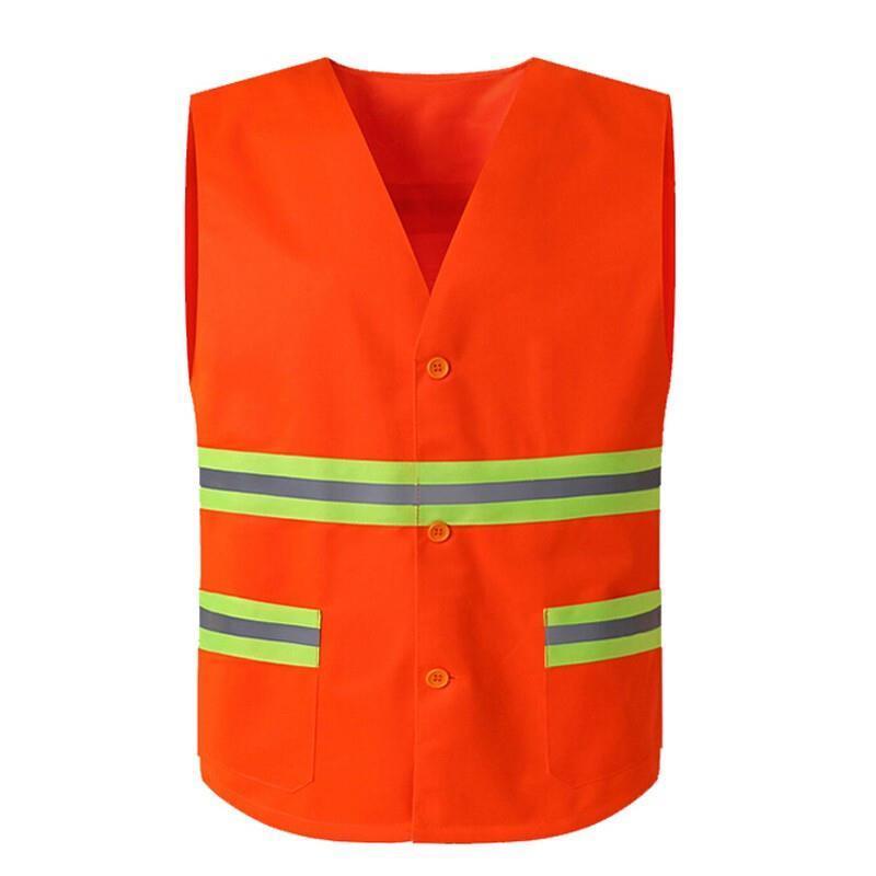 Reflective Vest Button Sanitation Worker's Labor Road Cleaning Work Clothes Night Reflective Orange
