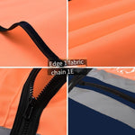High Visibility Zipper Multi Pocket Reflective Vest Safety Warning Vest 4 Reflective Strips - Fluorescent Orange + Blue