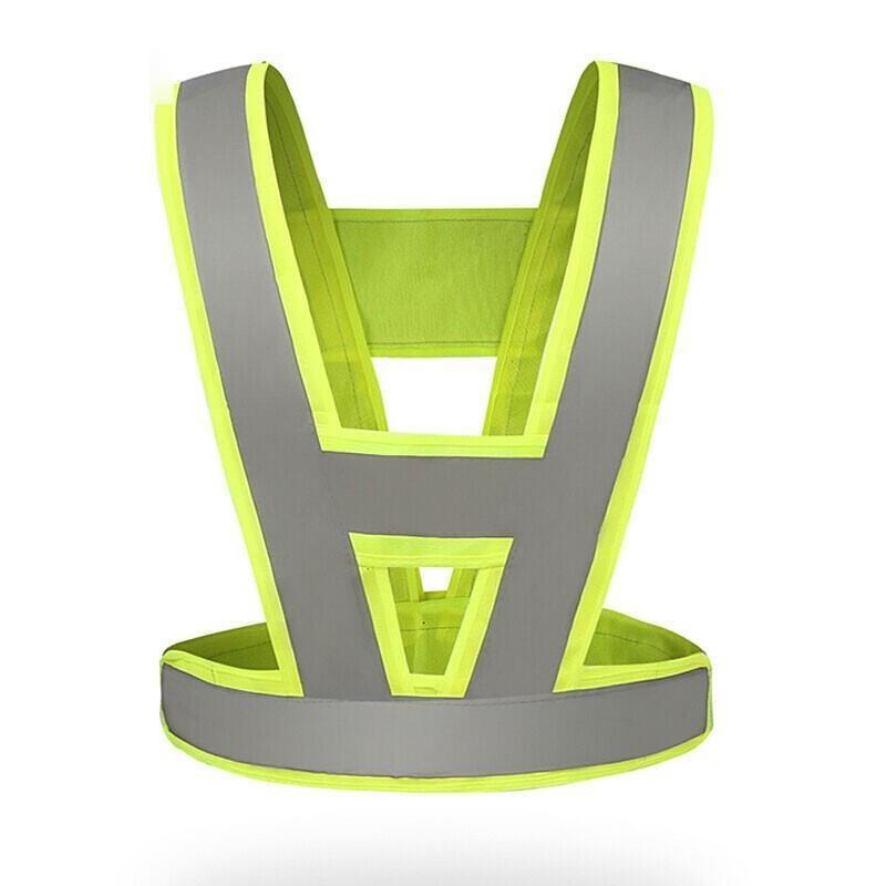 Vest Reflective Vest Safety Vest Traffic Warning Suit Reflective Vest Breathable V-shaped Reflective Fluorescent Yellow Free Size