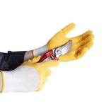 12 Pairs Of Free Size Nitrile PU Yellow Safety Gloves Wrinkle Latex Gloves Construction Protective Gloves