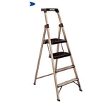 1.4m Aluminum Alloy Three Step Wide Step Ladder Elegant Golden Ladder Multi Function Shelf Ladder Load 100kg