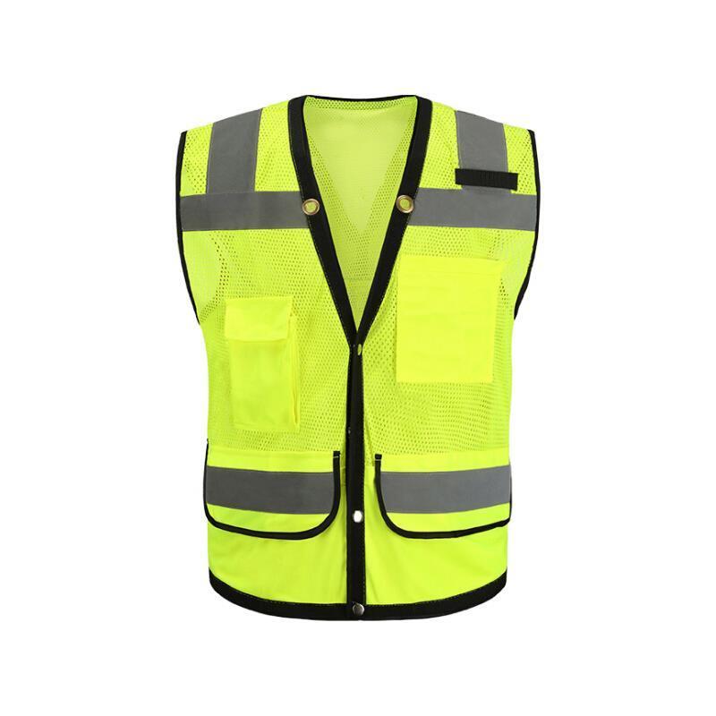 Fluorescent Yellow L Multi-Pocket Reflective Vest Reflective Vest Peach Net And Low Elastic Silk