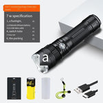 Strong Light Flashlight Rechargeable Ultra Bright Zoom Outdoor Distant Light Waterproof Portable Flashlight 7w (endurance 4 Hours)