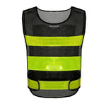 Reflective Vest  Shoulder Velcro Black Net Yellow Stripe Reflective Vest Night Running Riding Traffic Warning Backpack Suit Reflective Strip