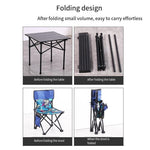 Outdoor Folding Table And Chair Set Courtyard Balcony Portable Picnic Barbecue Camping Table Five Piece Set + Storage Bag