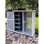 Outdoor Large Mop Storage Cabinet Tool Cabinet Glove Box Multifunctional Rain Proof Solid Wood Courtyard Garden Balcony Cabinet Gray 7 Grid