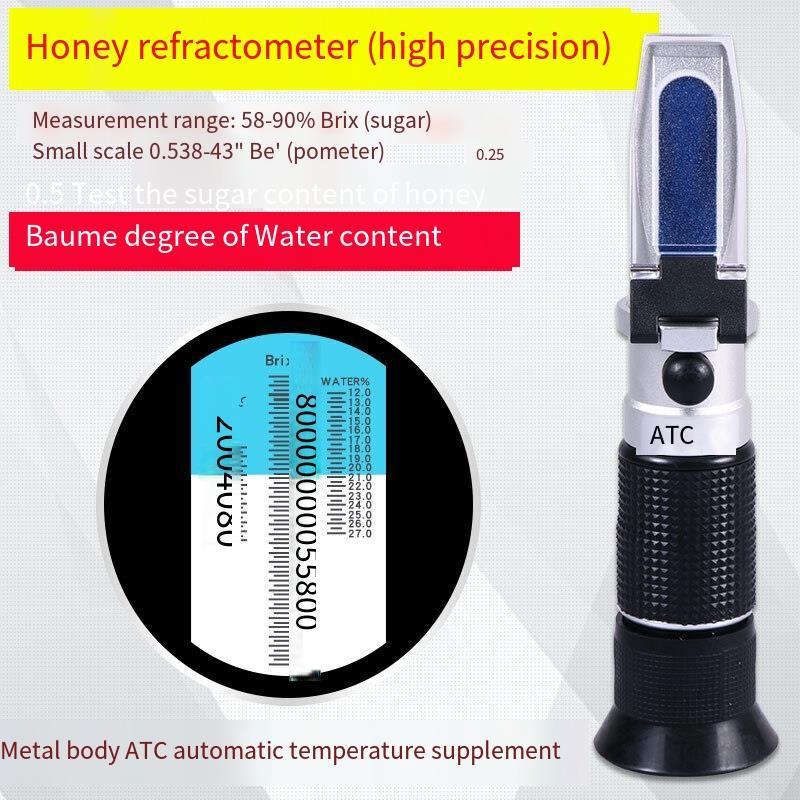 Honey Concentration Meter Sugar Content Detector Water Content Measurement Refractometer Temperature Compensation Type Honey Concentration Refractometer (accurate)