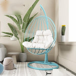 Hanging Basket Hanging Chair Family Iron Swing Indoor Balcony Outdoor Net Red Bird's Nest Lazy Cradle Chair Hanging Bed Lake Blue