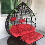 Hanging Chair Hanging Basket Rattan Chair Household Indoor Rocking Chair Basket Chair Swing Hanging Blue Chair Coffee Color  [with Comfortable Foot]
