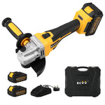 ECVV 20V Cordless Angle Grinder,115/125mm 800W Power Grinder,Includes 2×4.0Ah Li-Ion Battery & Fast Charger, 9000RPM Brushless Motor, 2-Position Adjustable Auxiliary Handle