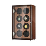CHIYODA Watch Winder, 8 Watch Winder For Men's And Women's Automatic Watch With 8 Mabuchi Motor, LCD Digital Display And High Gloss Brown