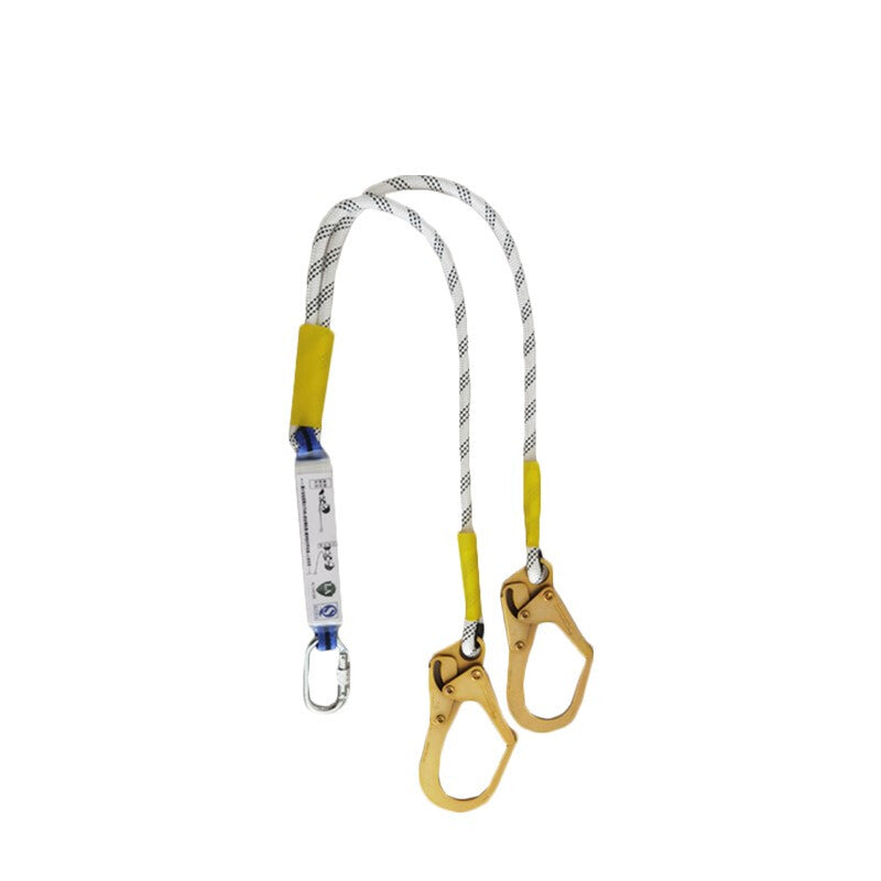 Falling Protection Safety Rope Belt Outdoor Work Safety Belt Double Hook Safety Rope with Buffer Bag
