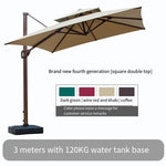 Outdoor Sunshade Courtyard Umbrella 3m Large Roman Garden Terrace Beach Sentry Box  Advertising Folding Led Light Solar 2.5m Square Double Top [With Upgraded Four-leaf Water Tank] Wine Red