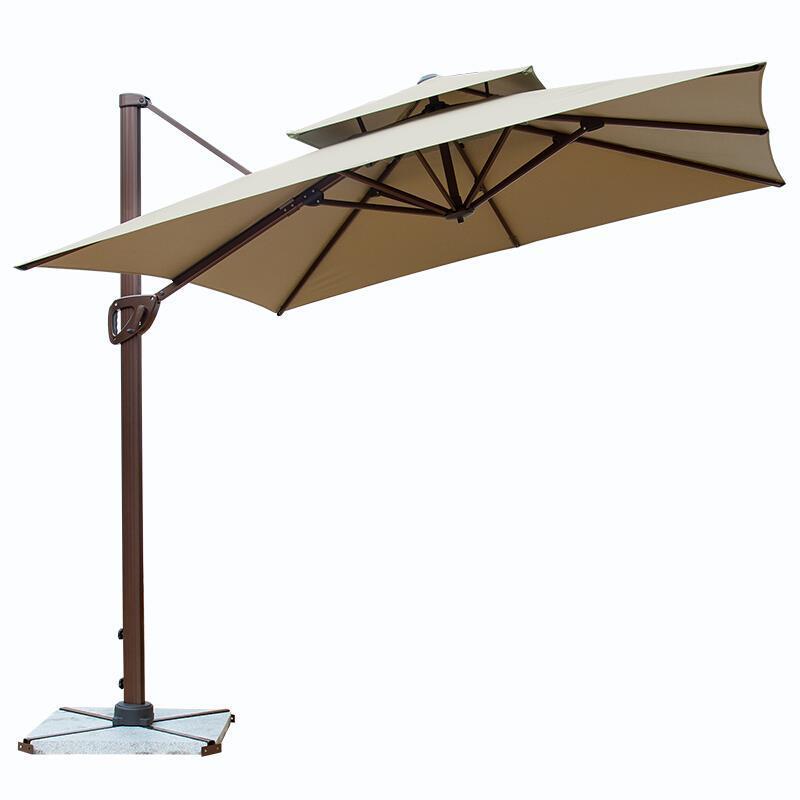 Outdoor Sunshade Courtyard Umbrella 3m Large Roman Garden Terrace Beach Sentry Box  Advertising Folding Led Light Solar 2.5m Square Double Top [With Upgraded Four-leaf Water Tank] Wine Red