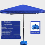 Outdoor Sunshade Umbrella Large Stall Sun Ground Beach Booth Square Commercial Folding Advertising Courtyard With Base Sunscreen Tent Blue 2.0 × 2.0 (Umbrella Thickened) Send Base