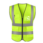 10 Pieces Zipper Multi-pocket Reflective Vest Fluorescent Yellow Green Car Traffic Safety Warning Vest 4 Pieces Reflective Environmental Sanitation Construction Duty Cycling Safety Clothing